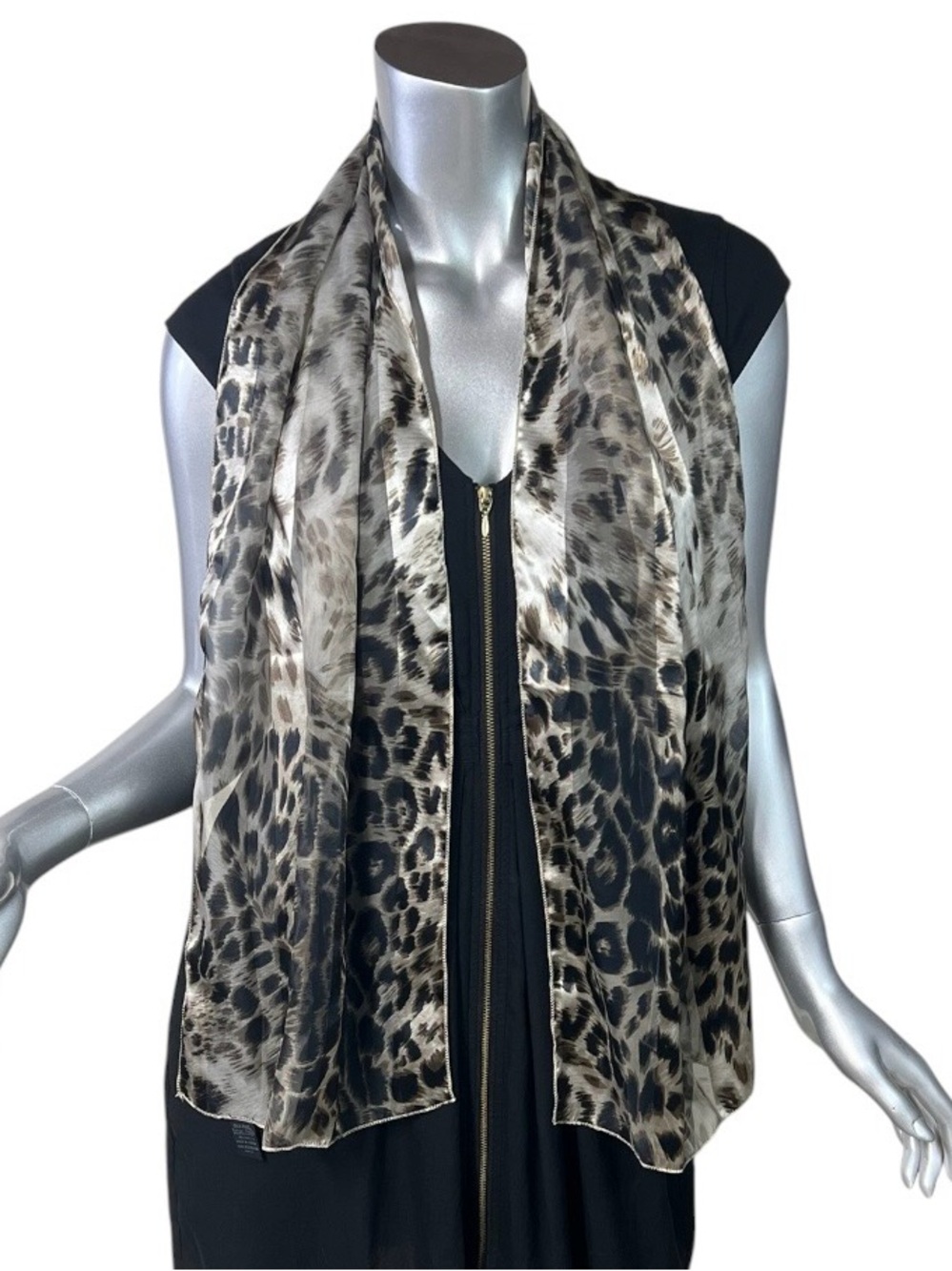 NEW Fashion Scarf Leopard Print Silk Feel 60” X 13”